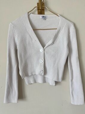 RedBerry neutral Wool Cropped Button-Front Cardigan